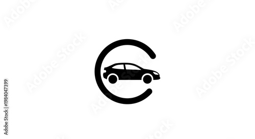 Car Icon Inside A Circle