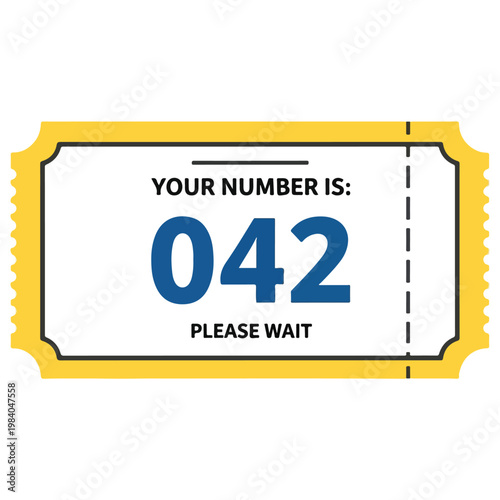 Numbered ticket with yellow border.