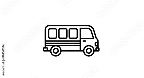 Simple Line Art Icon of a Van or Minibus