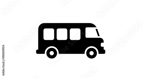 Black Silhouette Icon Of A Minibus