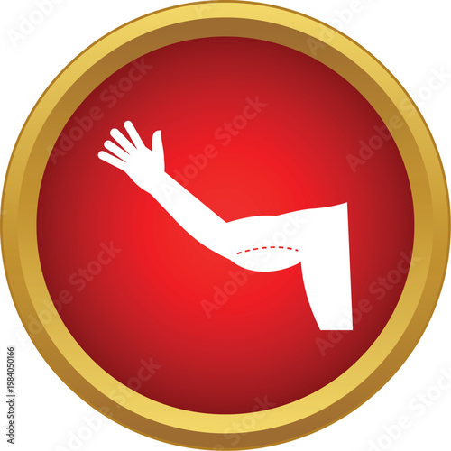 Arm silhouette showing dotted lines indicating potential incision for plastic surgery