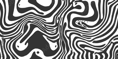 Fotografie Seamless black and white abstract geometric pattern featuring vintage vector lin