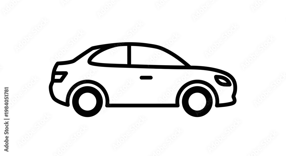 Fototapeta premium Car Side View Illustration.