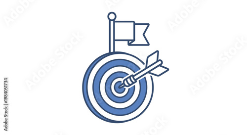 Bullseye Target with Flag and Arrow.