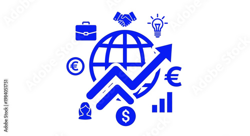 Business Finance Economy Growth Icons.