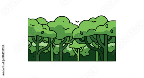 Green Trees Forest Foliage Nature.