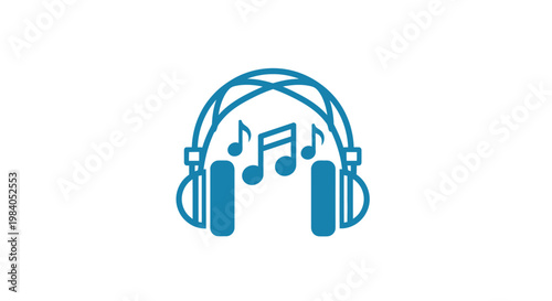 Headphones with music notes icon symbol.