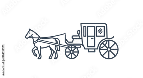 Horse Drawn Carriage Side View Illustration.