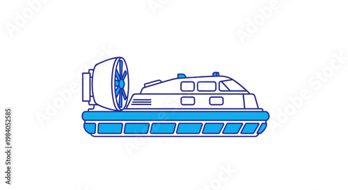 Hovercraft vehicle with large fan.