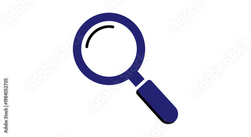 Magnifying glass with dark blue handle.