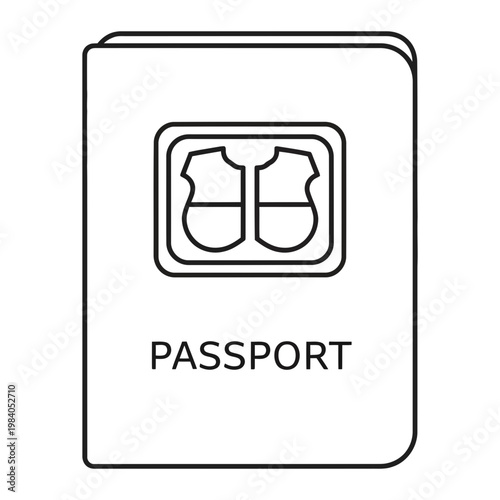 Line art passport icon travel document identification international journey