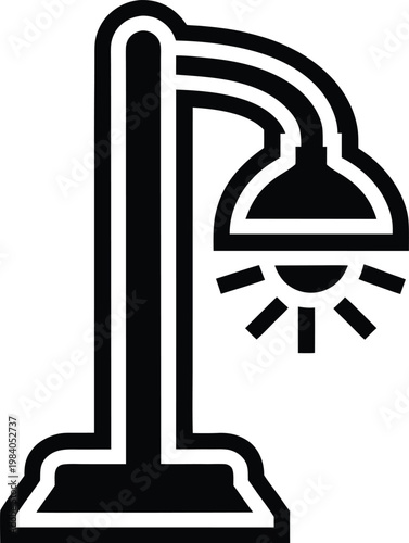 streetlight tall pole with lamp head subtle glo silhouette vector illustration on transparent background