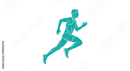 Man Running in Full Sprint Motion.
