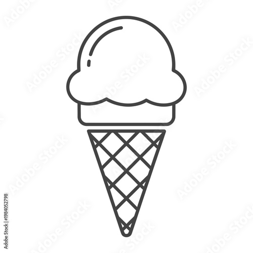 Fotografie Line art icon of an ice cream cone with a clean, outline graphic of an ice