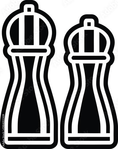 pepper grinder taller than salt shaker with cra silhouette vector illustration on transparent background