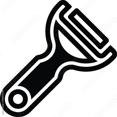 peeler swivel style with blade and ergonomic han silhouette vector illustration on transparent background