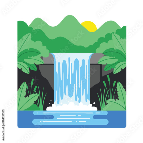 Waterfall with blue flowing water.