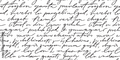 A close up view of handwritten cursive text on aged paper featuring complex illegible strokes.