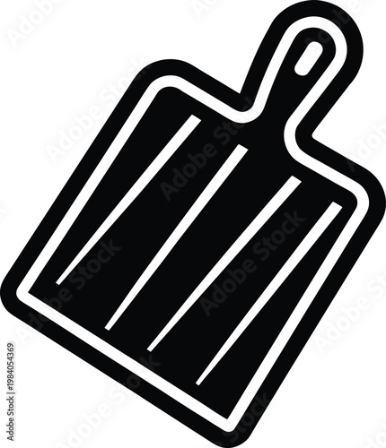 cutting board rectangular with juice groove kni silhouette vector illustration on transparent background