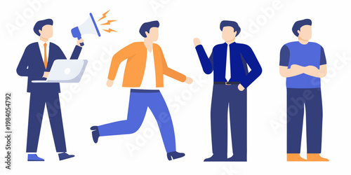 A leader announces news to a group of colleagues in a modern office