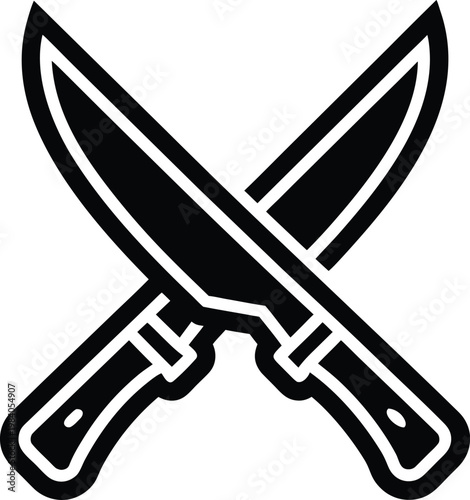 chef s knife curved blade with bolster and handl silhouette vector illustration on transparent background