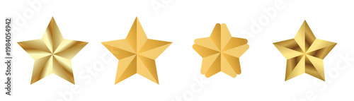 Luxury golden star icon set 3D gradient metallic geometric premium vector collection 