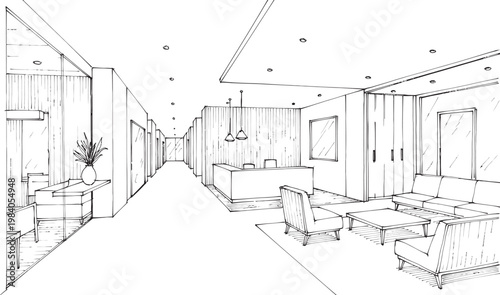 Sketch of a narrow european street with buildings and outdoor cafe seating evoking a vintage aesthetic