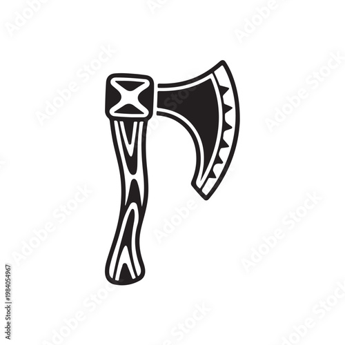 Vintage Axe Tool Woodcut Silhouette Icon Design