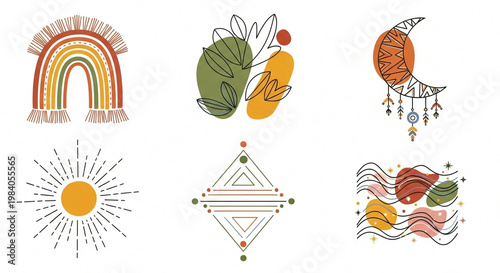 Summer fruit and vegetable vector illustration set featuring apples, tomatoes, oranges, leaves and flowers in a seamless pattern icon collection