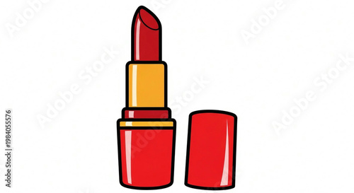 Red lipstick tube isolated on white background beauty cosmetics close-up glamour style makeup accessory