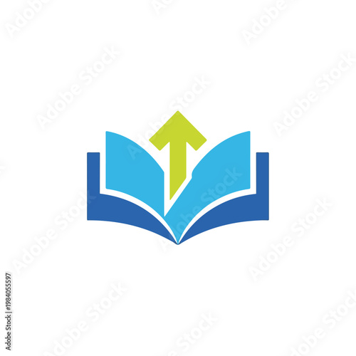 Open Book with Green Arrow Rising.