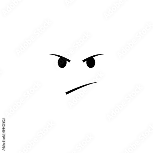 A simple black and white illustration of an angry face with furrowed brows and a downturned mouth, conveying displeasure.
