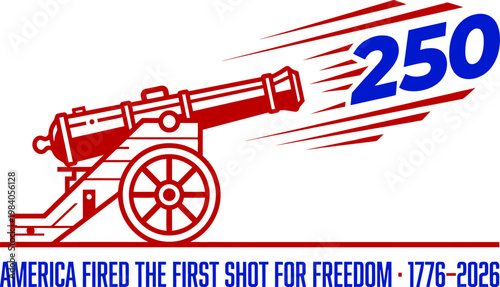 American Independence 250th Anniversary Commemoration Cannon Graphic