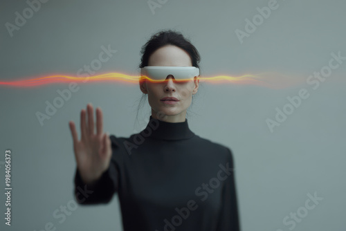woman wearing sleep mask sits comfortably in soft armchair deeply engaged in reading book