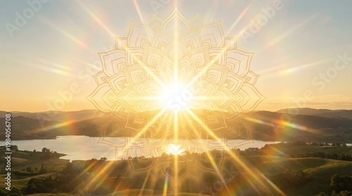 Spiritual Concept Basking In Golden Solar Illumination