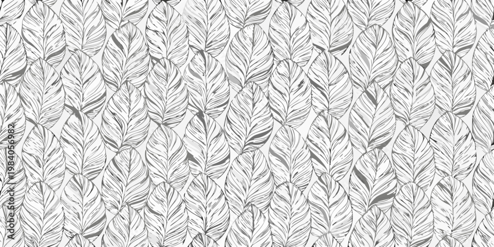 Fototapeta premium Monochrome feather pattern creating a seamless textured background design