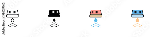 Automatic hand dryer icon set. Touchless bathroom hygiene and sanitation elements. Vector Illustration.