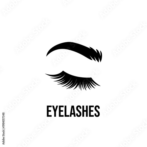 Eyelashes Beauty Salon Logo Icon with Elegant Eyebrow Silhouette