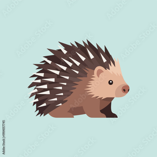 Porcupine animal with sharp quills standing.