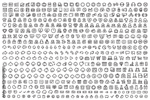 Mega Icon Collection – 1000+ Line Icons Pack, UI UX, Business, Technology, Web App Vector Icons Set