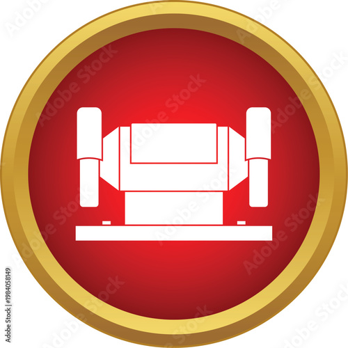 Grinding machine industrial tool for sharpening against a vibrant red background