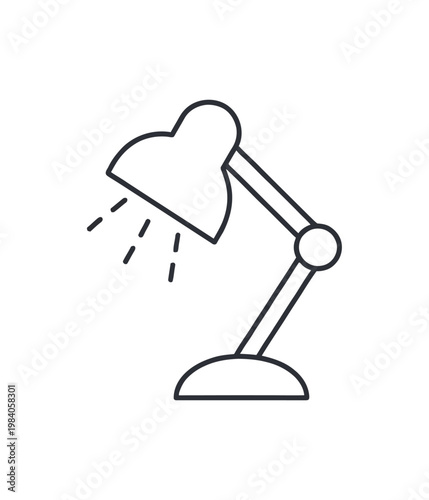 Vector of a simple desk lamp with a round base and adjustable arm emitting light