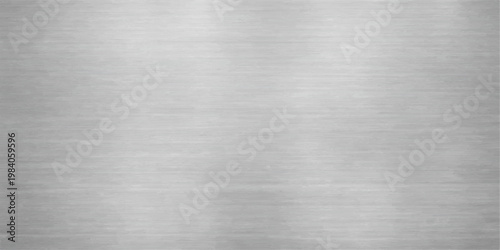 A shiny silver brushed metal texture featuring a grey stainless steel plate pattern with a metallic aluminum surface design and reflection on a textured material sheet backdrop