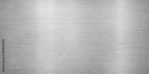 A polished industrial wallpaper featuring a shiny silver brushed metal texture with a stainless steel surface pattern on a grey metallic aluminum plate