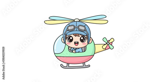 Cartoon helicopter pilot smiling face.