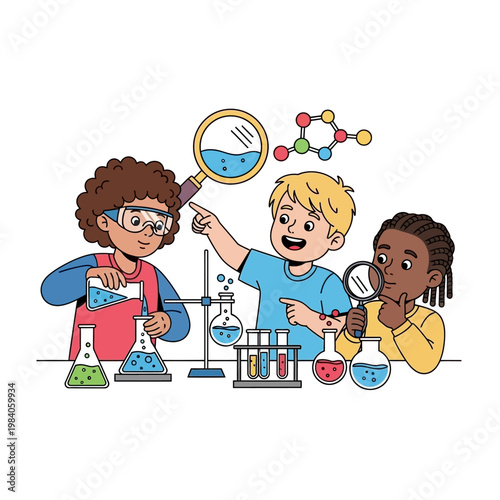 Children in a science lab experiment.