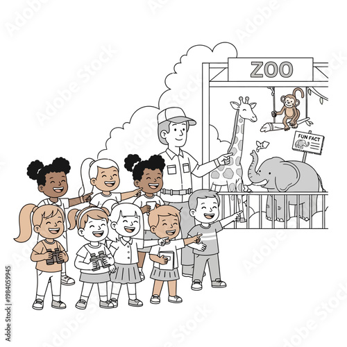 Children on a zoo visit excited.