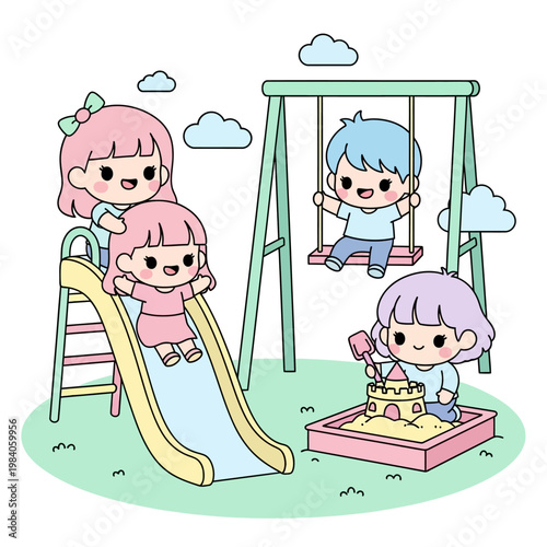 Children playing on a playground.