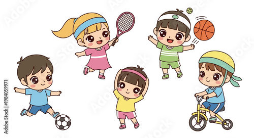 Children Playing Various Sports Together.