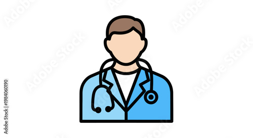 Doctor Wearing Blue Medical Coat.